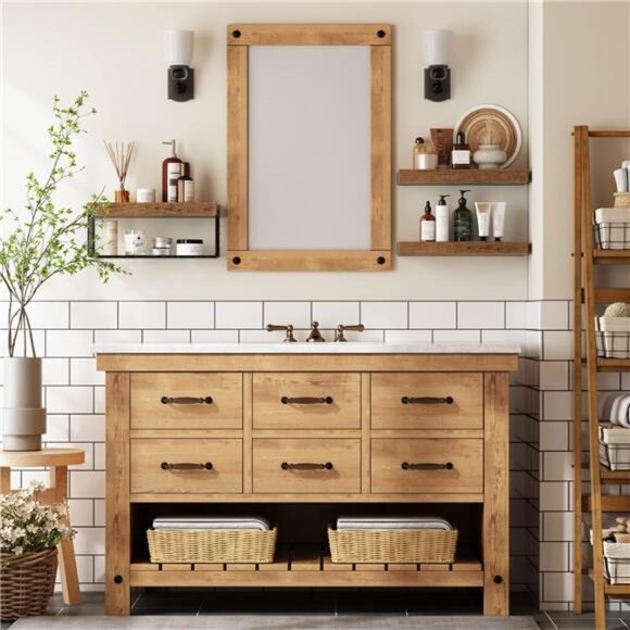 Bathroom Shelves Over Toilet - Wall Mounted Floating Shelves Toilet Paper - Picture 6 of 7